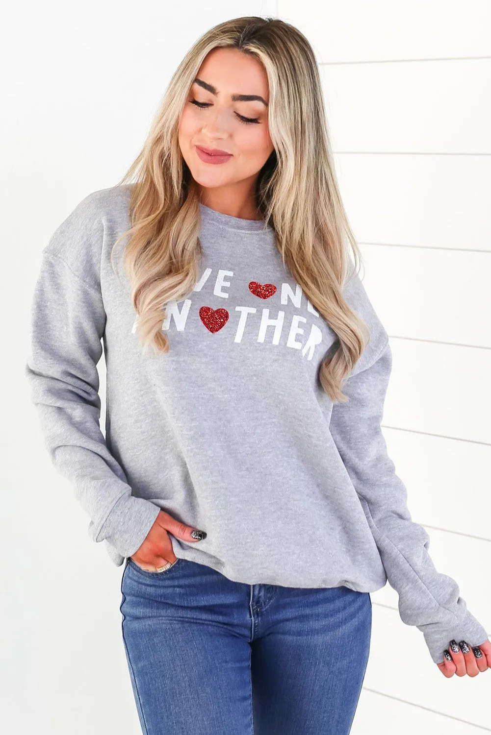 Gray Love One Another Valentine's Day Sweatshirt
