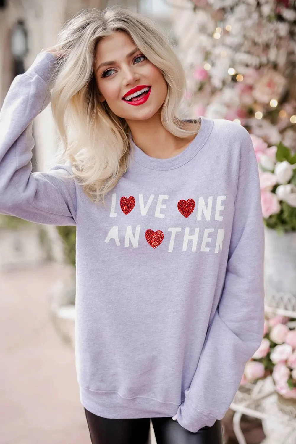 Gray Love One Another Valentine's Day Sweatshirt