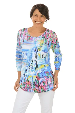 Greece Curved Hem Knit Top