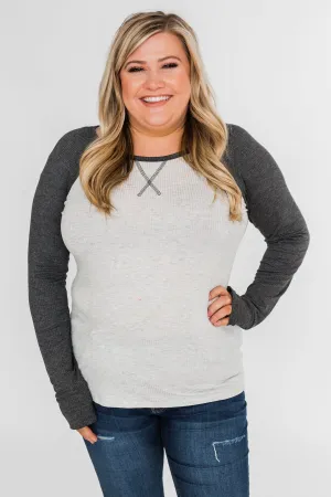 Greetings to You  Ribbed Top- Grey
