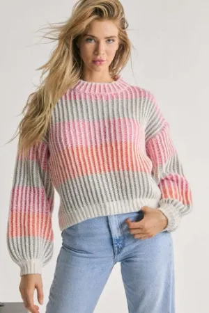 Grey Mix Colorblock Ribbed Sweater