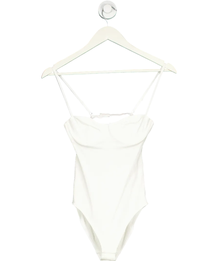 H & M White Ribbed Body Suit UK 34B