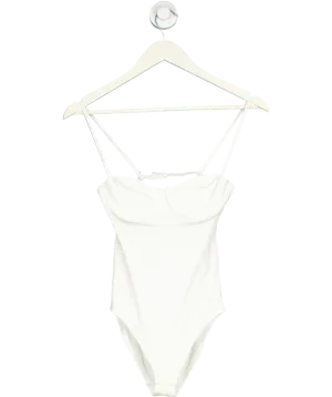 H & M White Ribbed Body Suit UK 34B