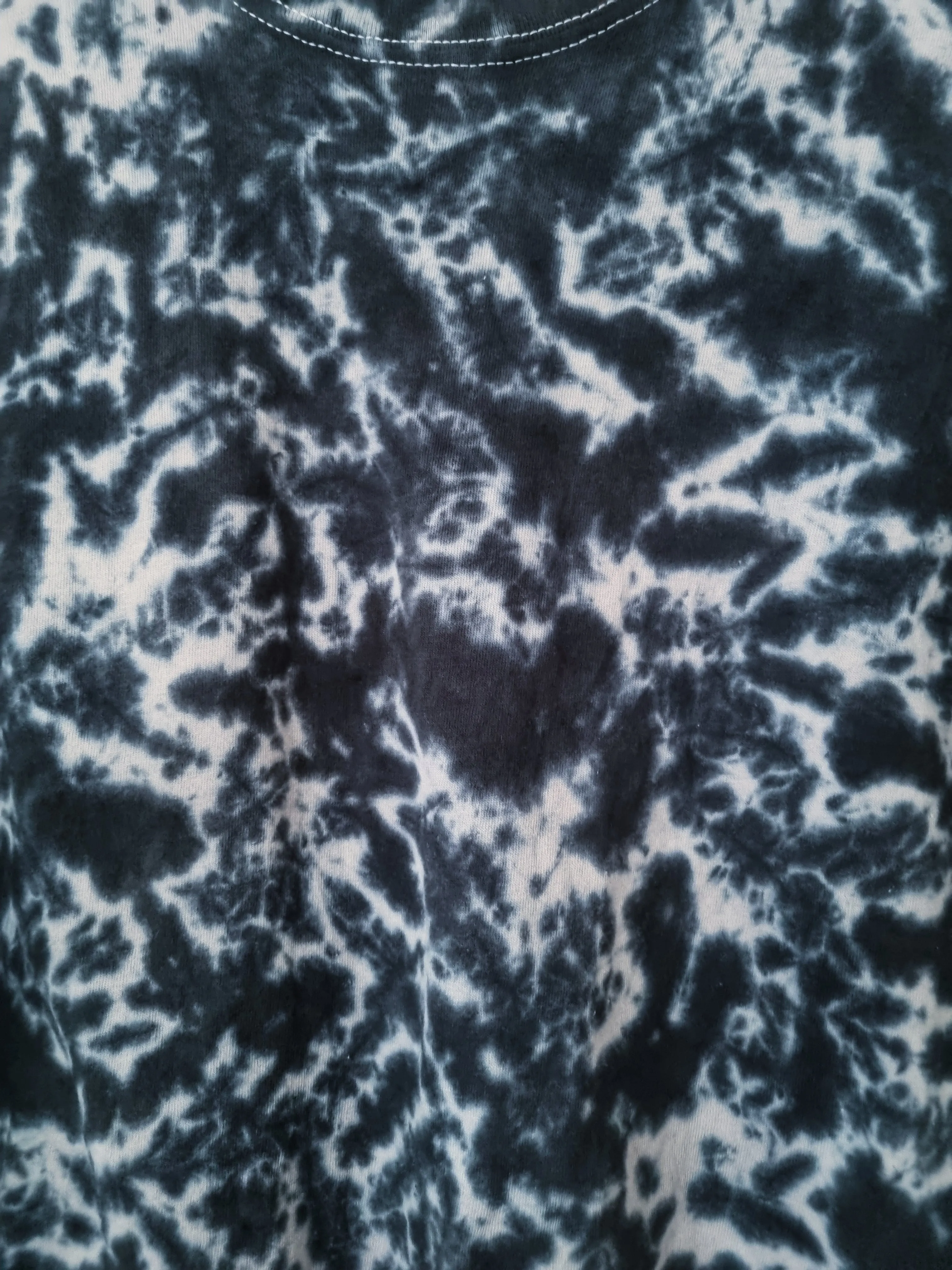 Hand Designed Loose Dark Gray Galaxy Tie-Dye Crop Top