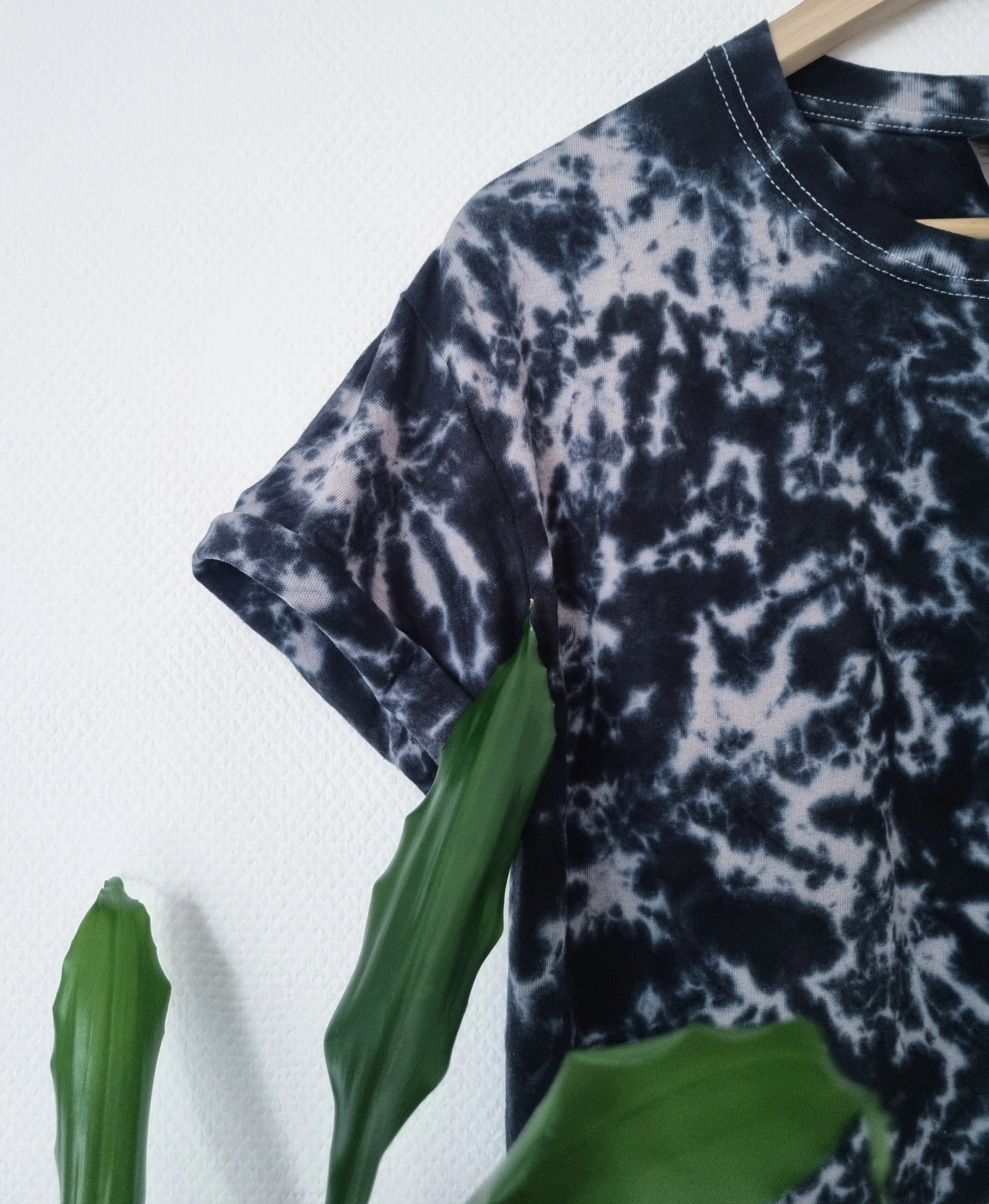 Hand Designed Loose Dark Gray Galaxy Tie-Dye Crop Top