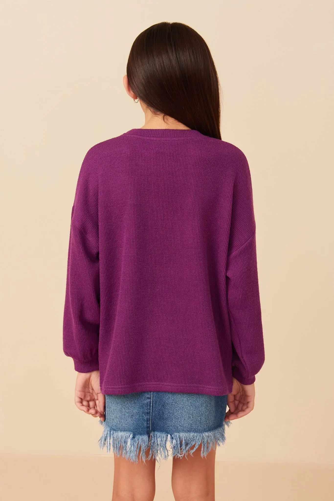 Handknit Pop Up Dream Verbiage Ribbed Knit Top