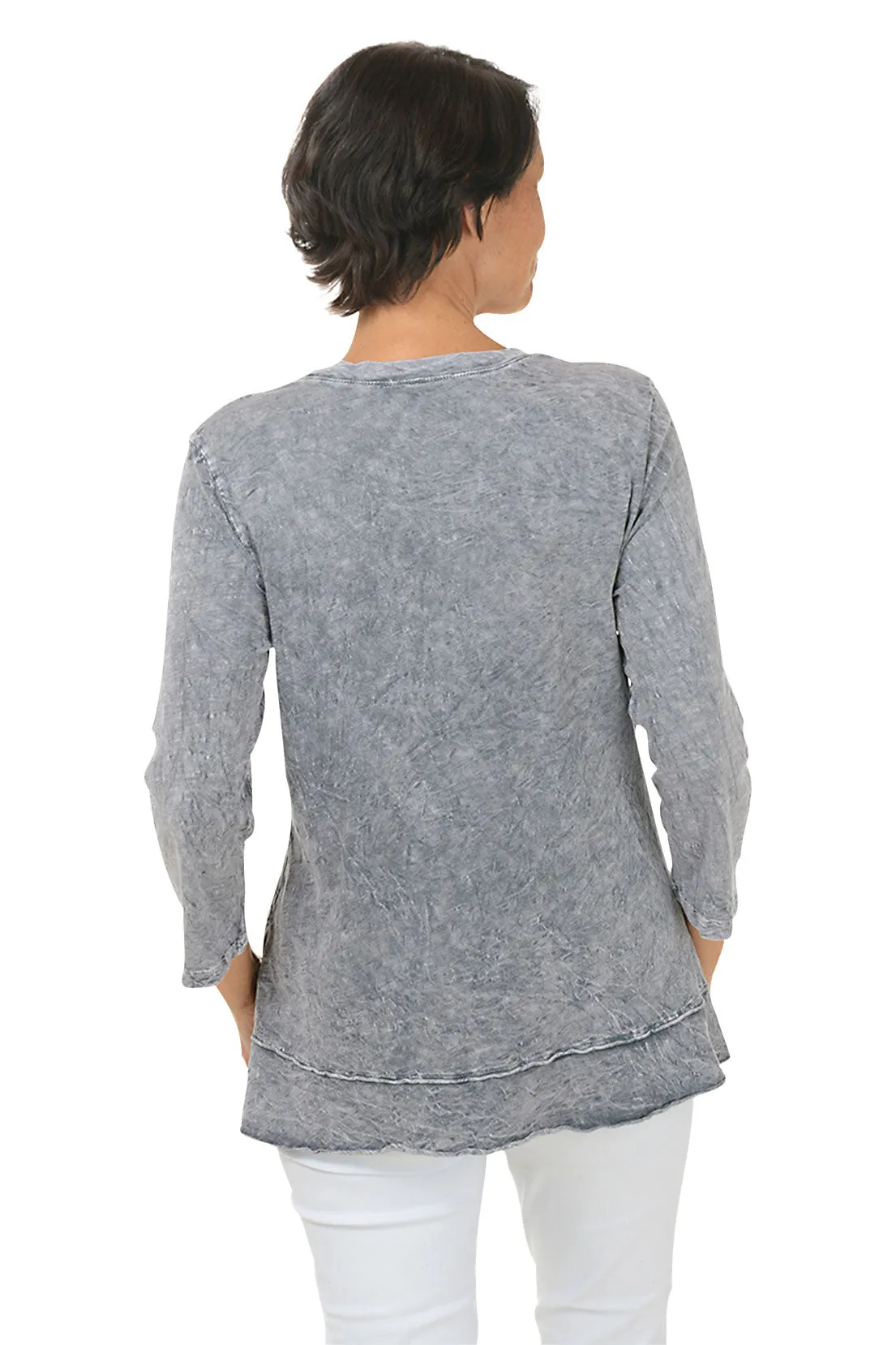 Happy Days Mineral Wash Ruffle Knit Top