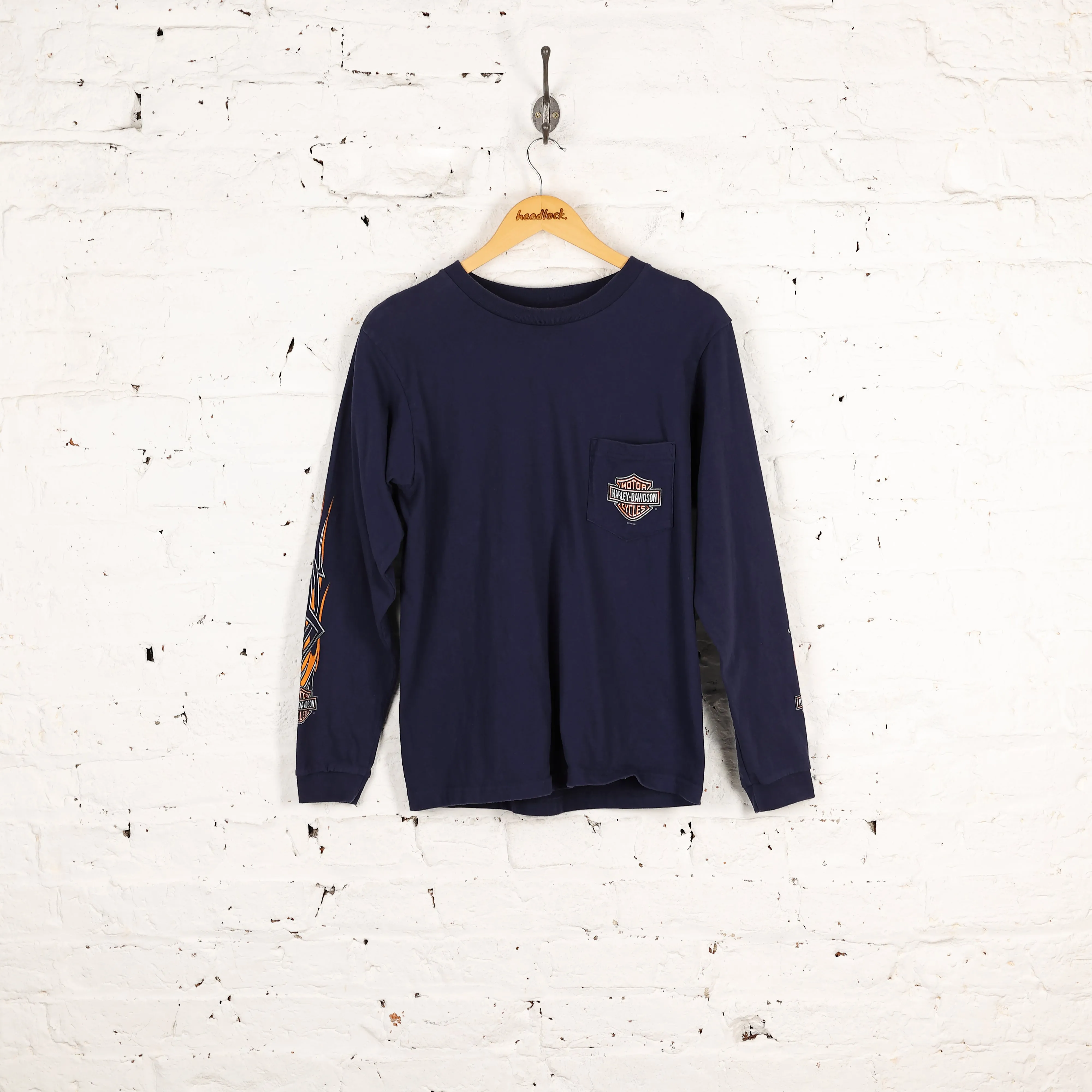 Harley Davidson Long Sleeve Pocket Texas Dealership T Shirt - Blue - M
