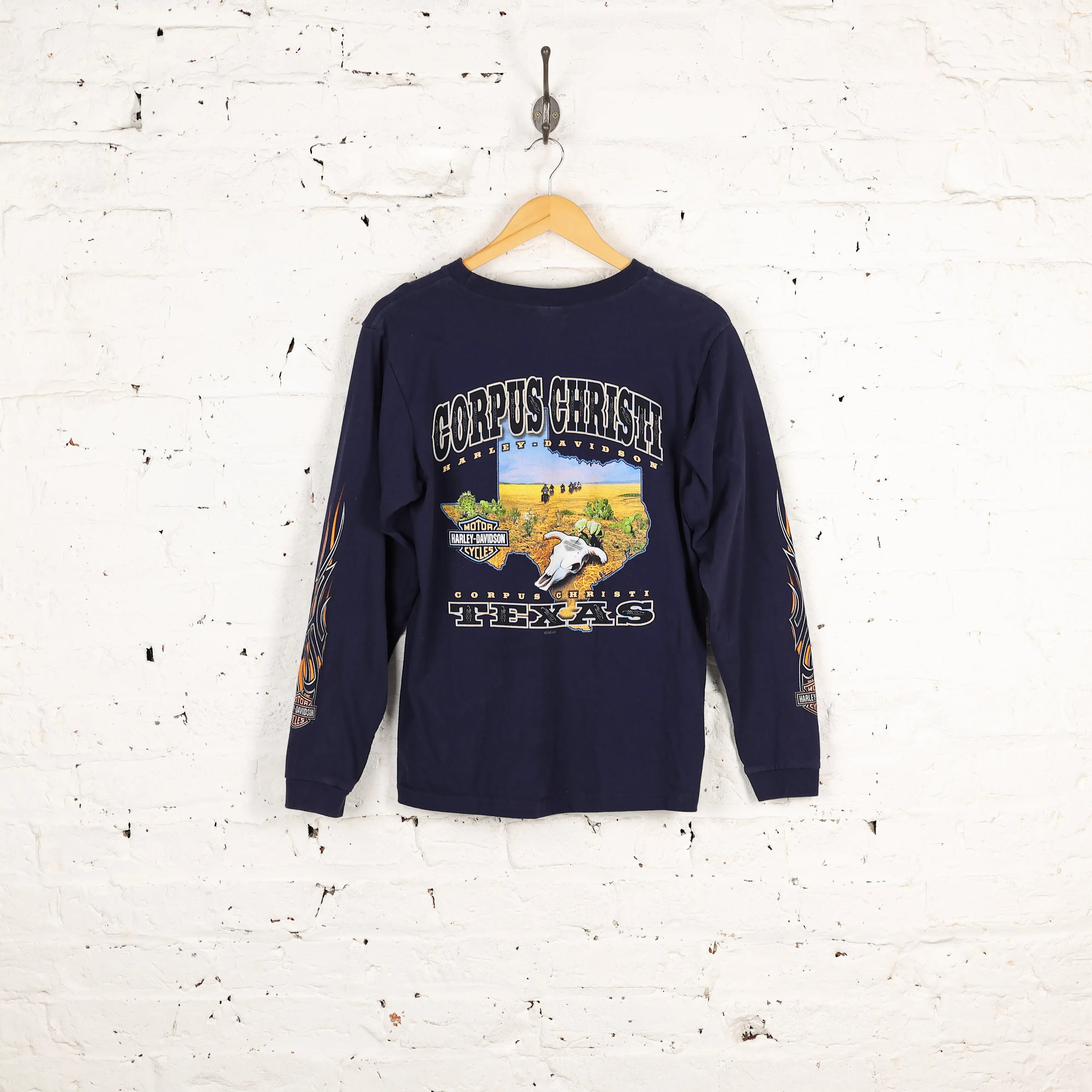 Harley Davidson Long Sleeve Pocket Texas Dealership T Shirt - Blue - M