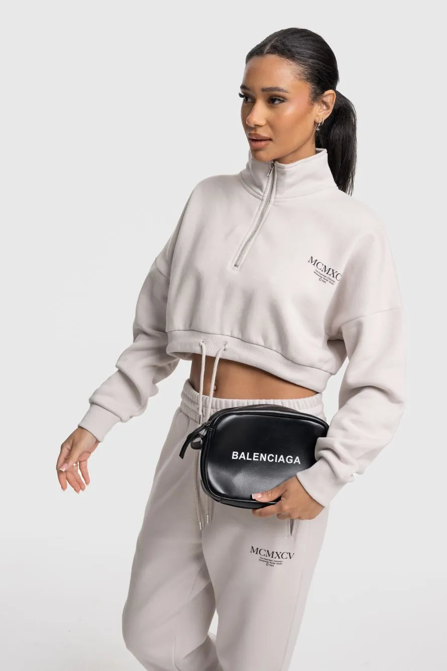 HAZE 1/4 ZIP CROP - OFF WHITE
