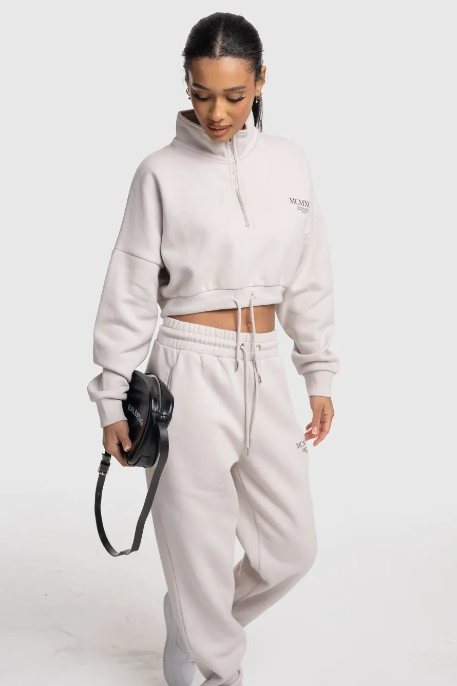 HAZE 1/4 ZIP CROP - OFF WHITE