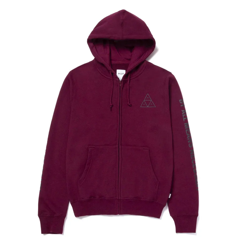 Huf - All Means Triple Triangle Womens Zip Hoodie Bloodstone