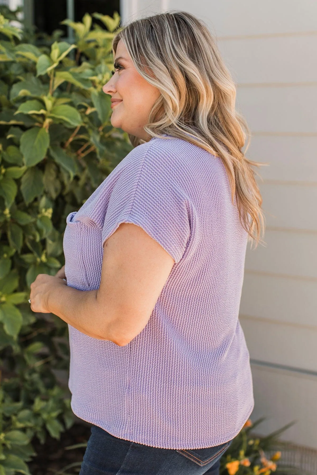 Important To Me Ribbed Pocket Top- Lavender
