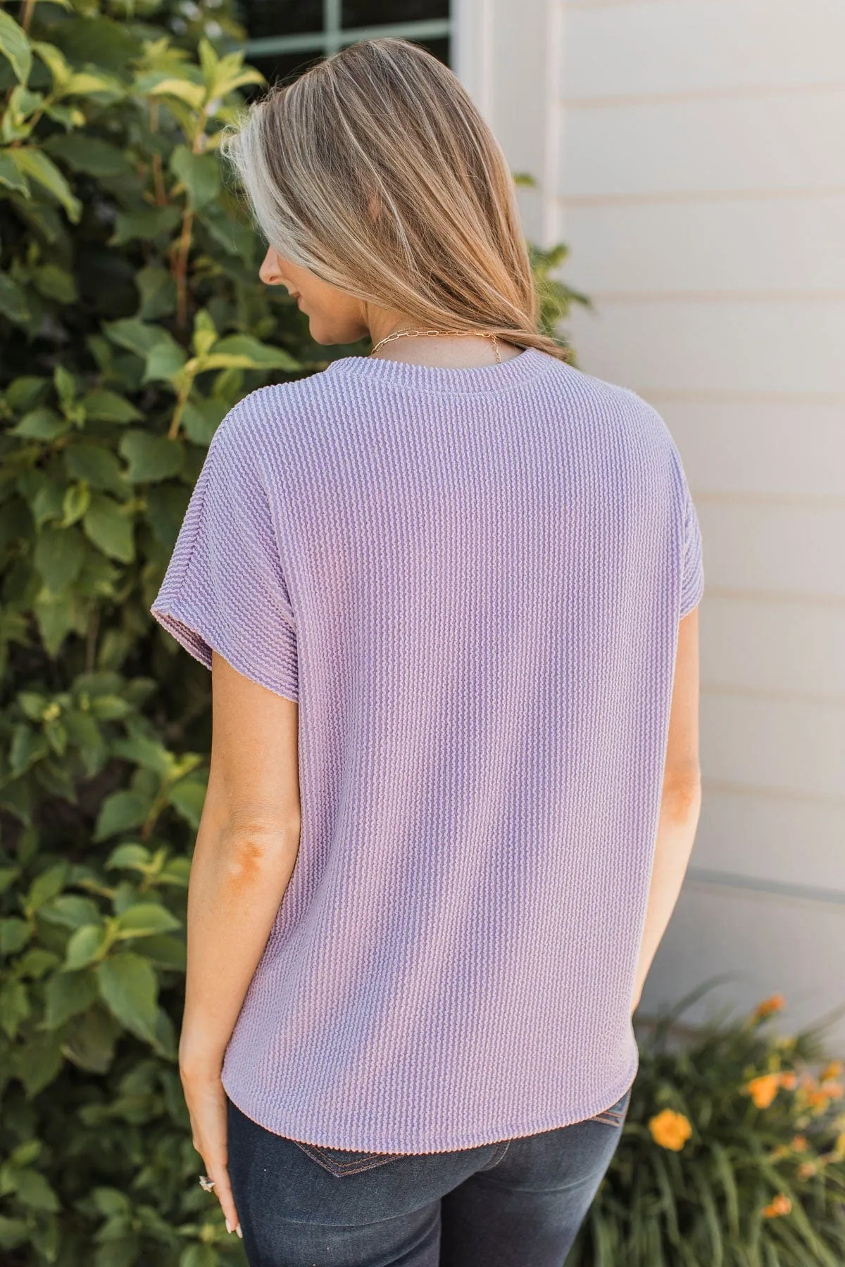 Important To Me Ribbed Pocket Top- Lavender