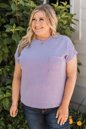 Important To Me Ribbed Pocket Top- Lavender