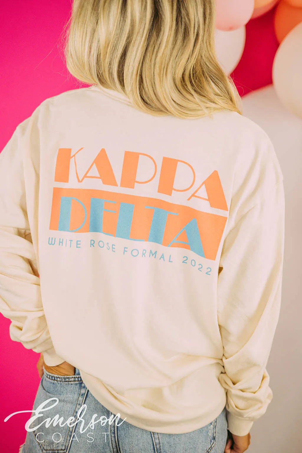 Kappa Delta White Rose Formal Long Sleeve Tee
