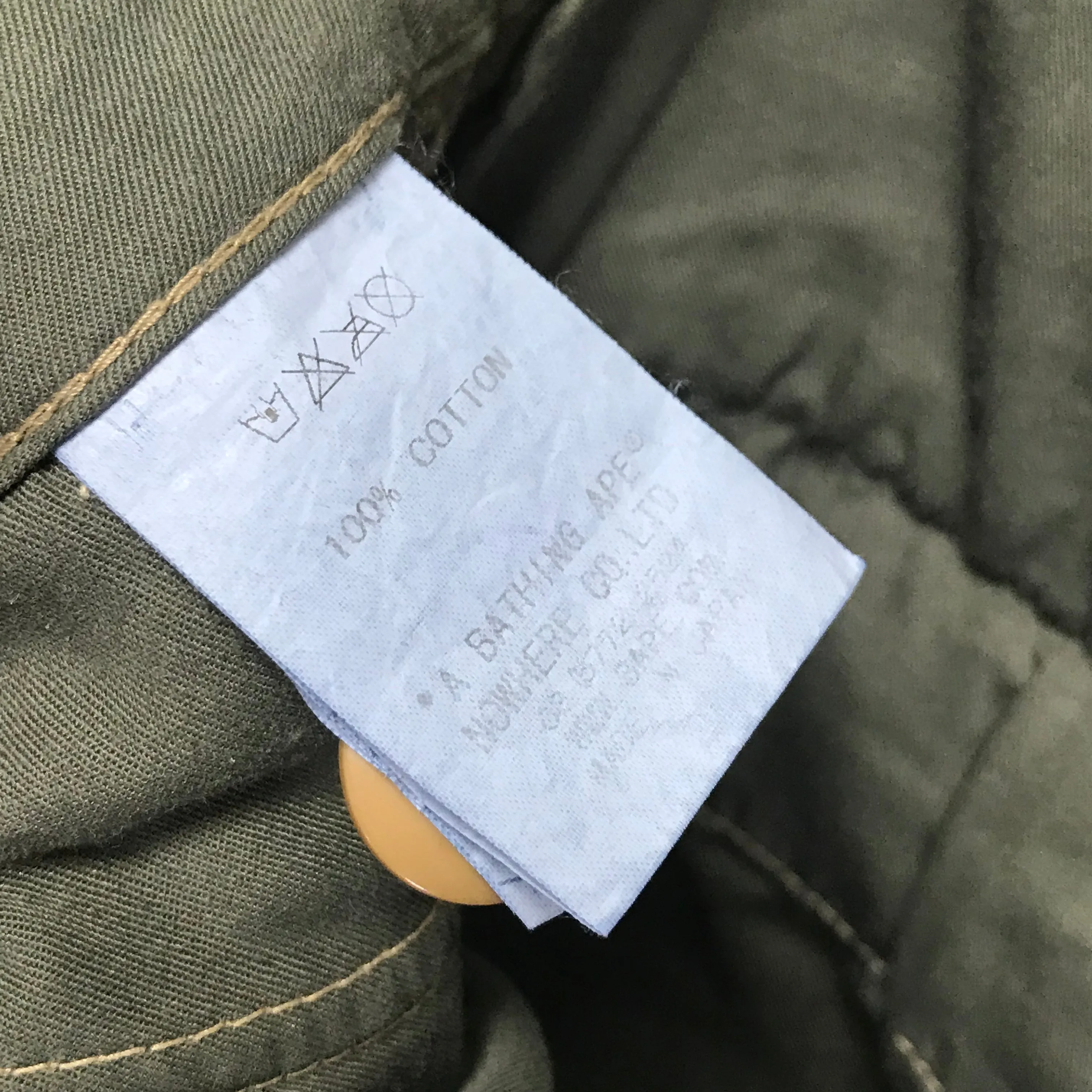 [L] A Bathing Ape Ursus Bape Camo Cargo Pants Olive