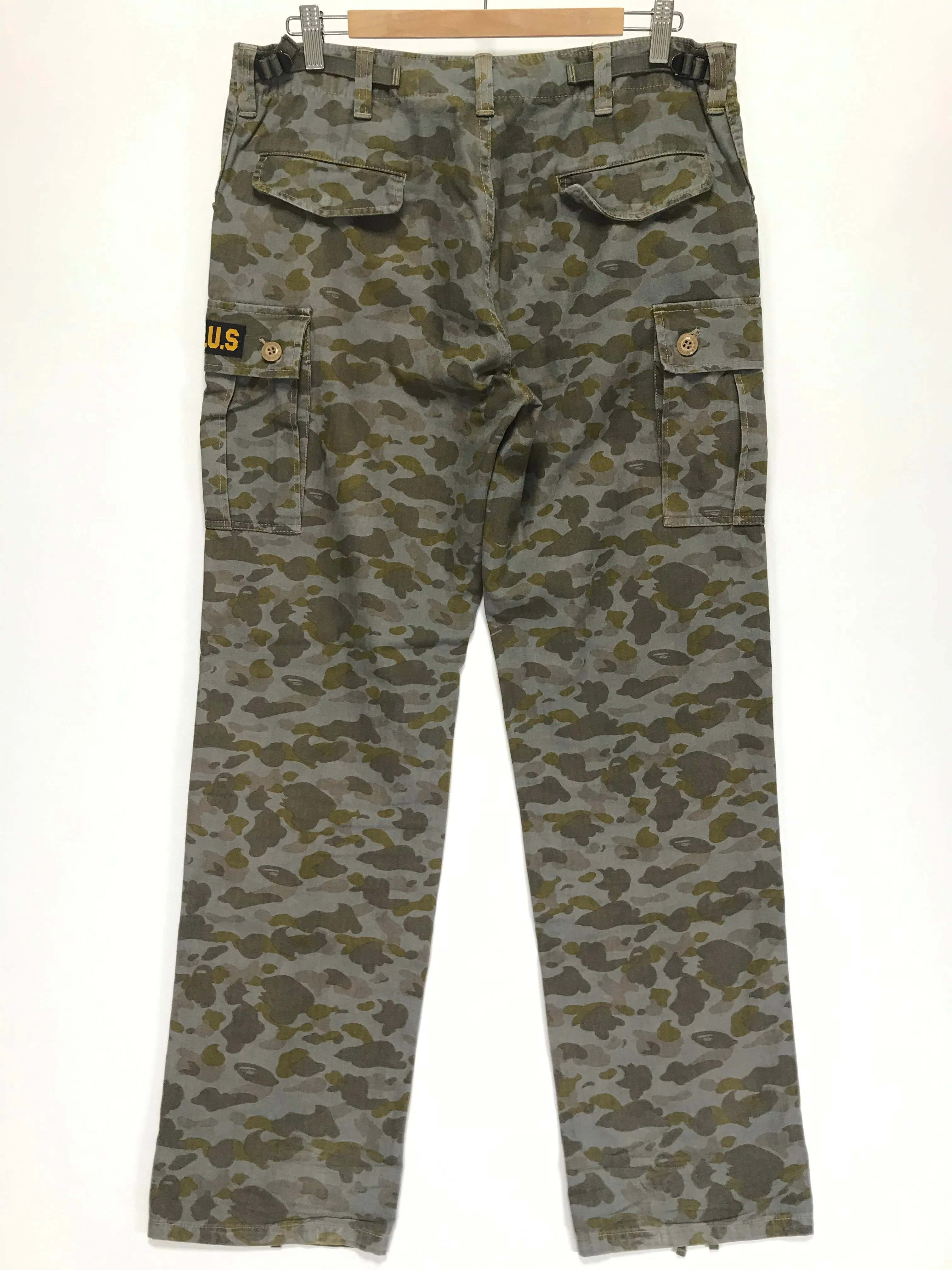 [L] A Bathing Ape Ursus Bape Camo Cargo Pants Olive