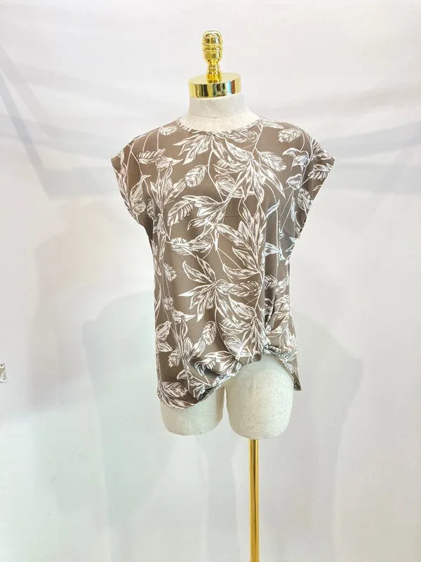 Leaf Print Short Sleeve Top - Miley   Molly