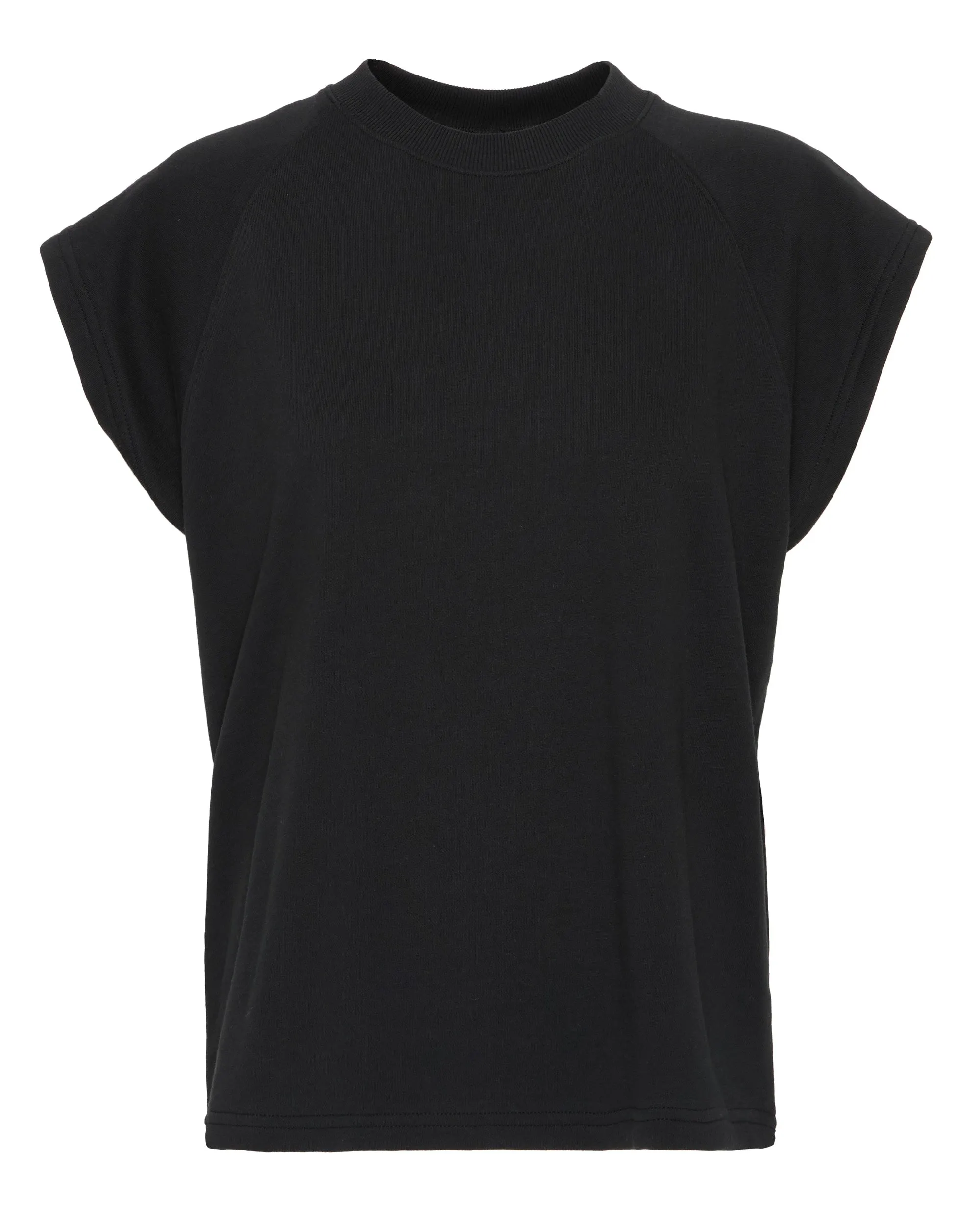 Light Weight Sweatshirting Sleeveless Easy Top in Black