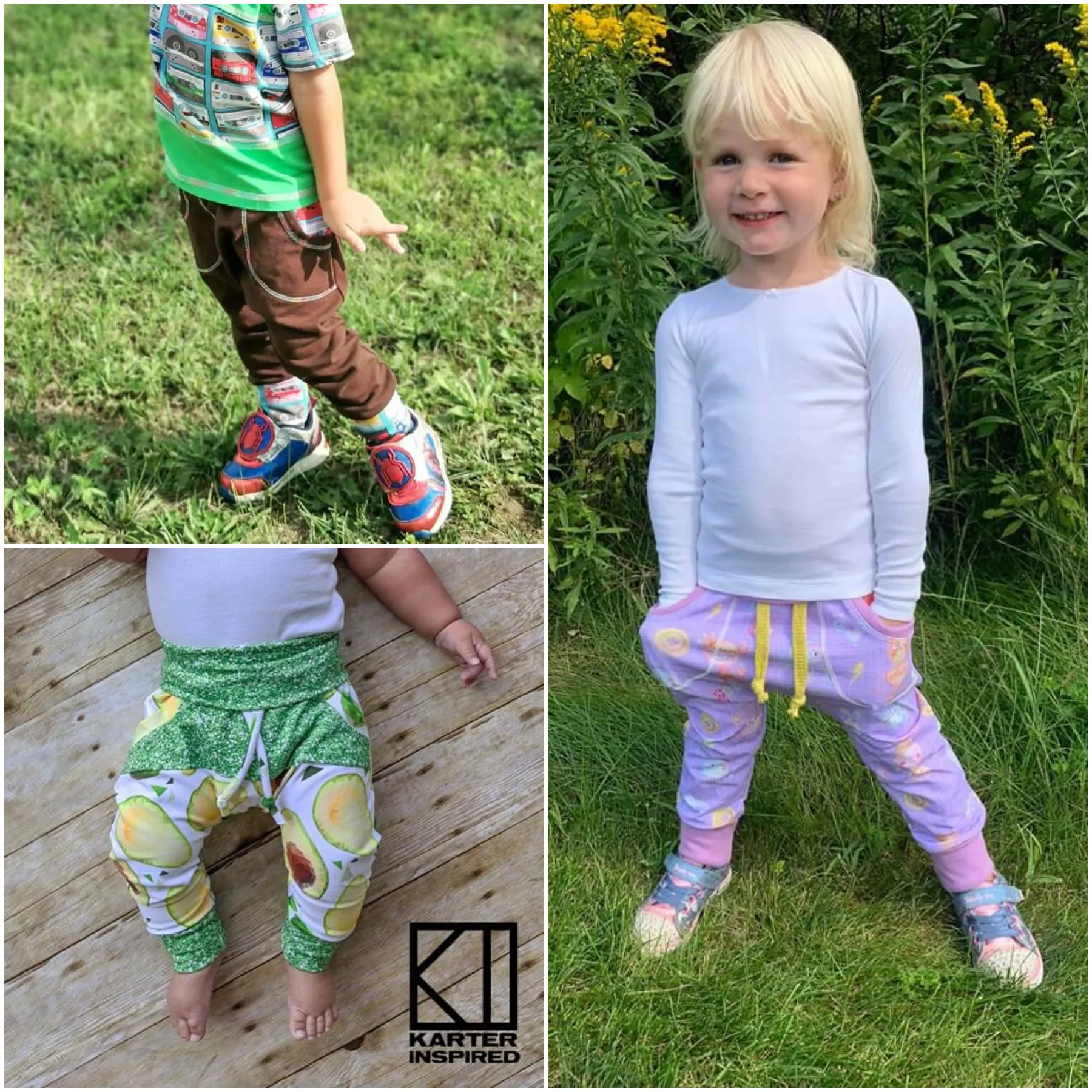 Little Kids Bunny Bottoms- Grow with Me Drop Crotch joggers - PDF Apple Tree Sewing Pattern