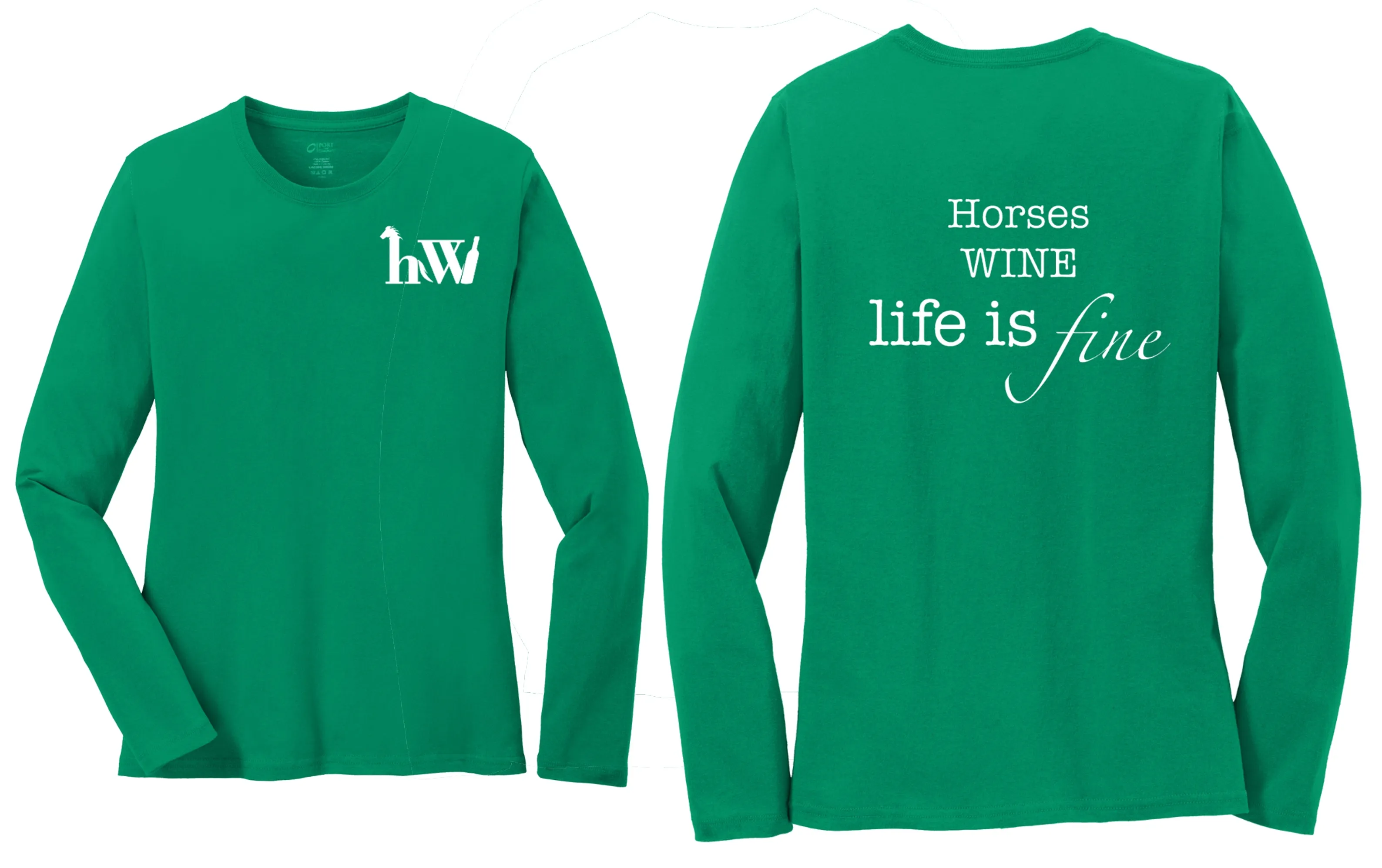 Long Sleeve T-Shirt - Horses WINE Life Is Fine
