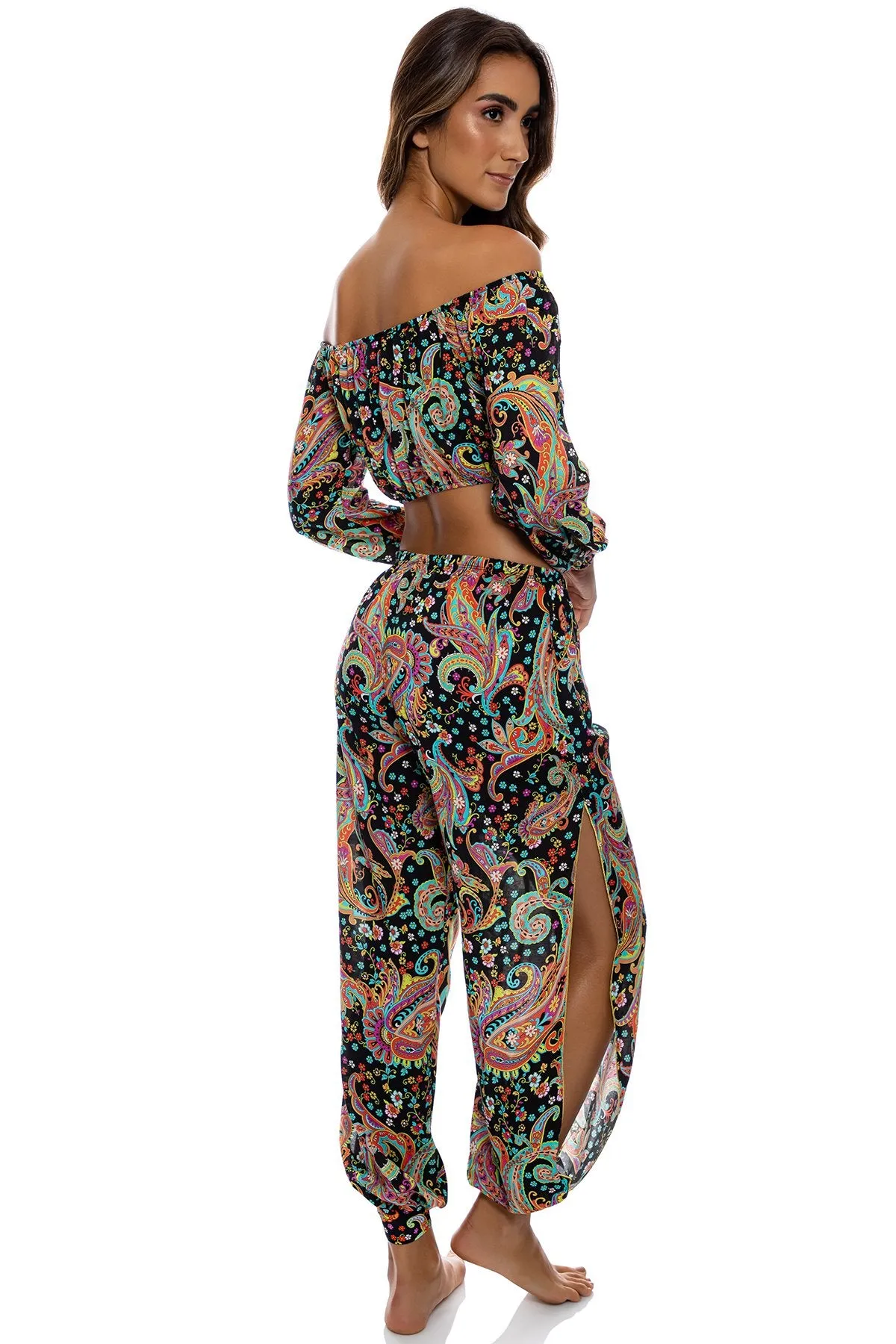 LULI GYPSY - Crop Top & Split Side Jogger Pant • Multicolor