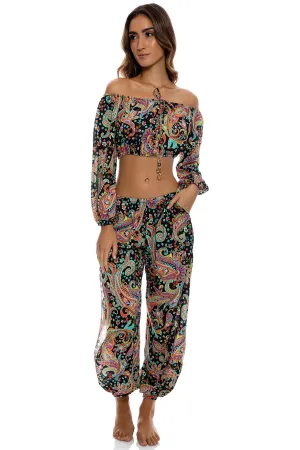 LULI GYPSY - Crop Top & Split Side Jogger Pant • Multicolor