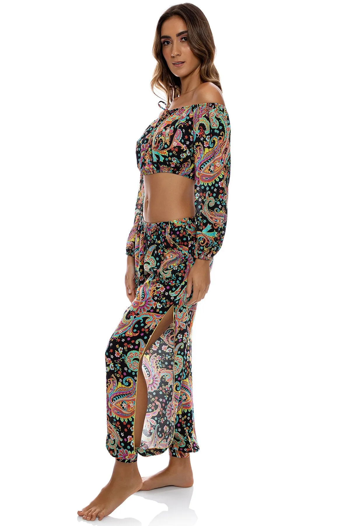 LULI GYPSY - Crop Top & Split Side Jogger Pant • Multicolor