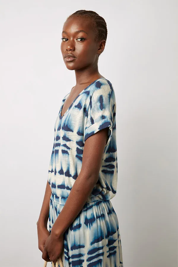 MARCELE BLUE TIE-DYE ROUND NECK T-SHIRT