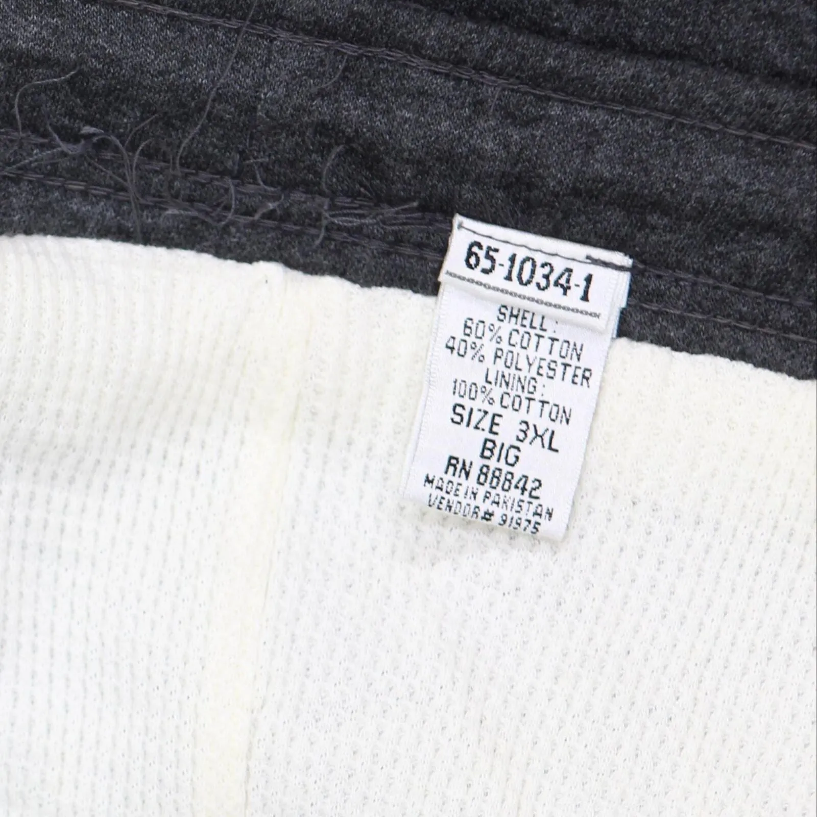 Mens Vintage Thermal Lined Cargo Sweatpants Charcoal Gray 3XL Big