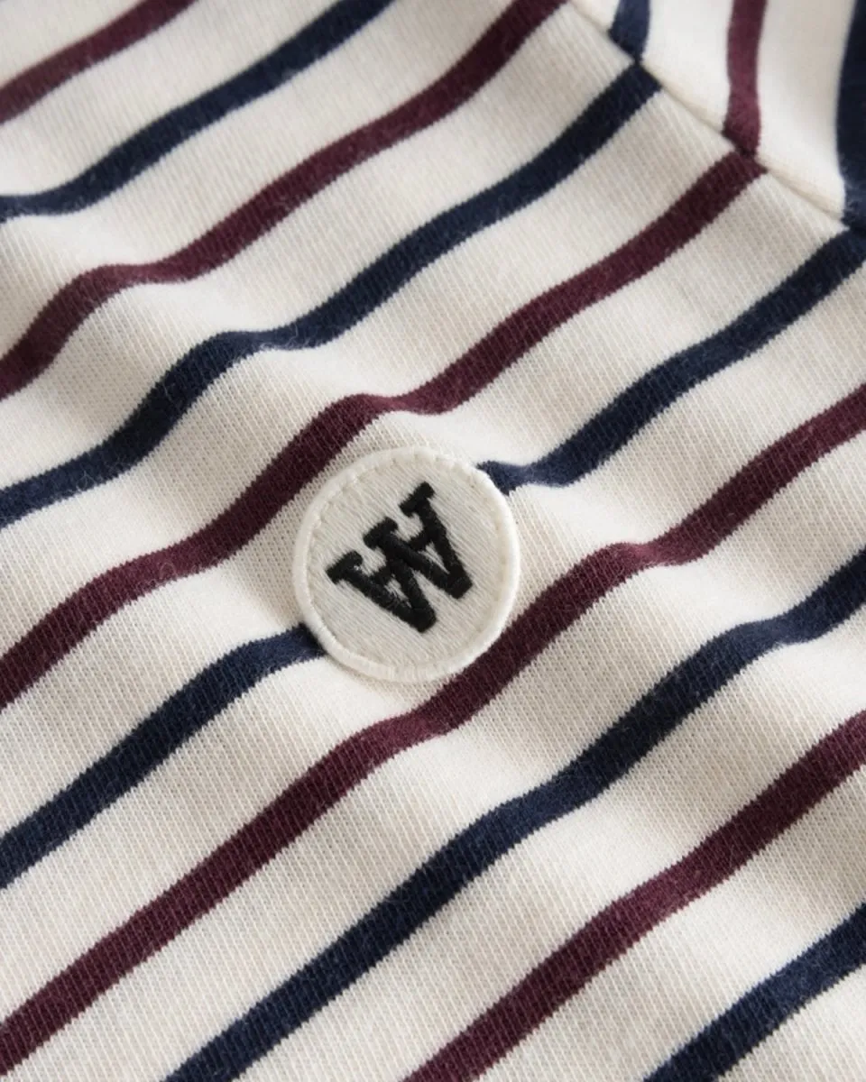 Moa stripe long sleeve - Off-white/Burgundy stripes