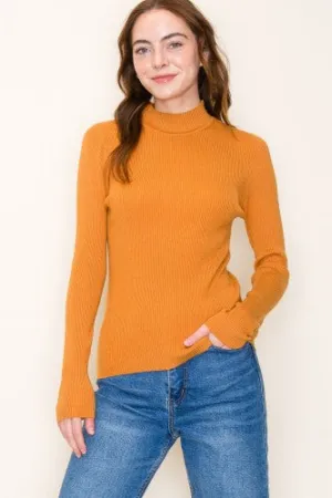 Mock Neck Ribbed Pullover