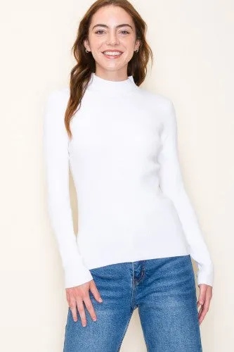 Mock Neck Ribbed Pullover