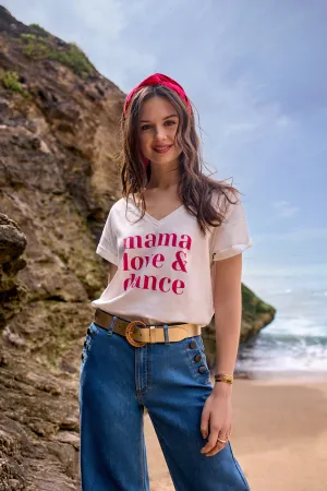 MUM - T-shirt écru coton bio message fuchsia