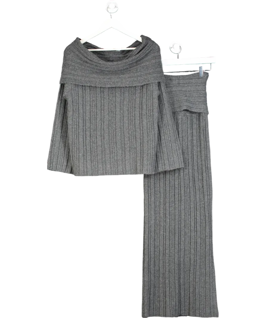 Naked Wardrobe Grey Ribbed Sweater Maxi Skirt UK XS
