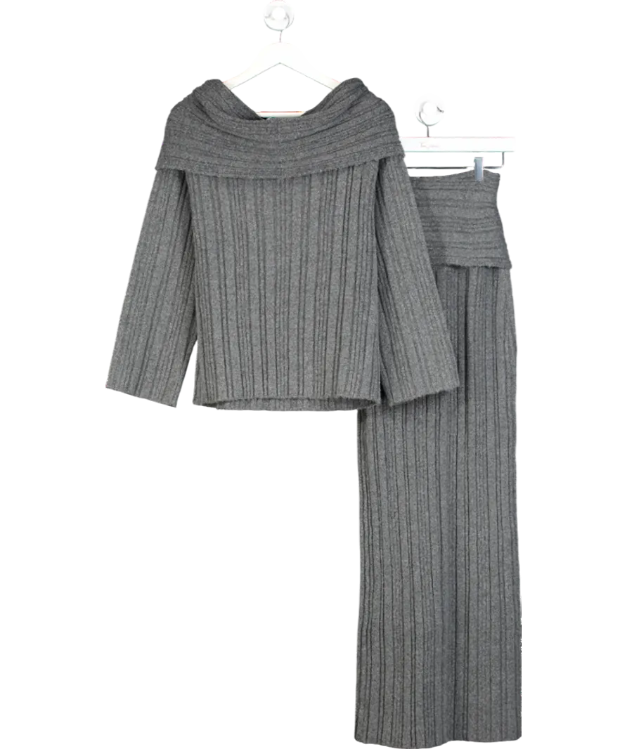 Naked Wardrobe Grey Ribbed Sweater Maxi Skirt UK XS