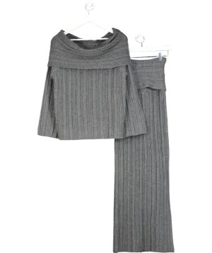 Naked Wardrobe Grey Ribbed Sweater Maxi Skirt UK XS