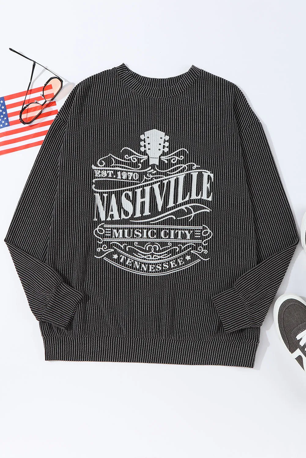 Nashville Music City Corded Graphic Sweatshirt