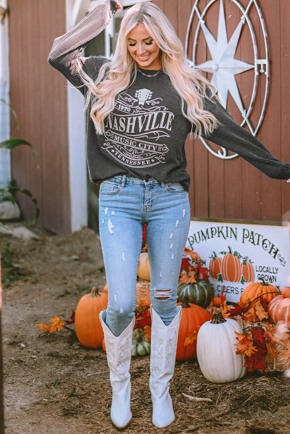 Nashville Music City Corded Graphic Sweatshirt