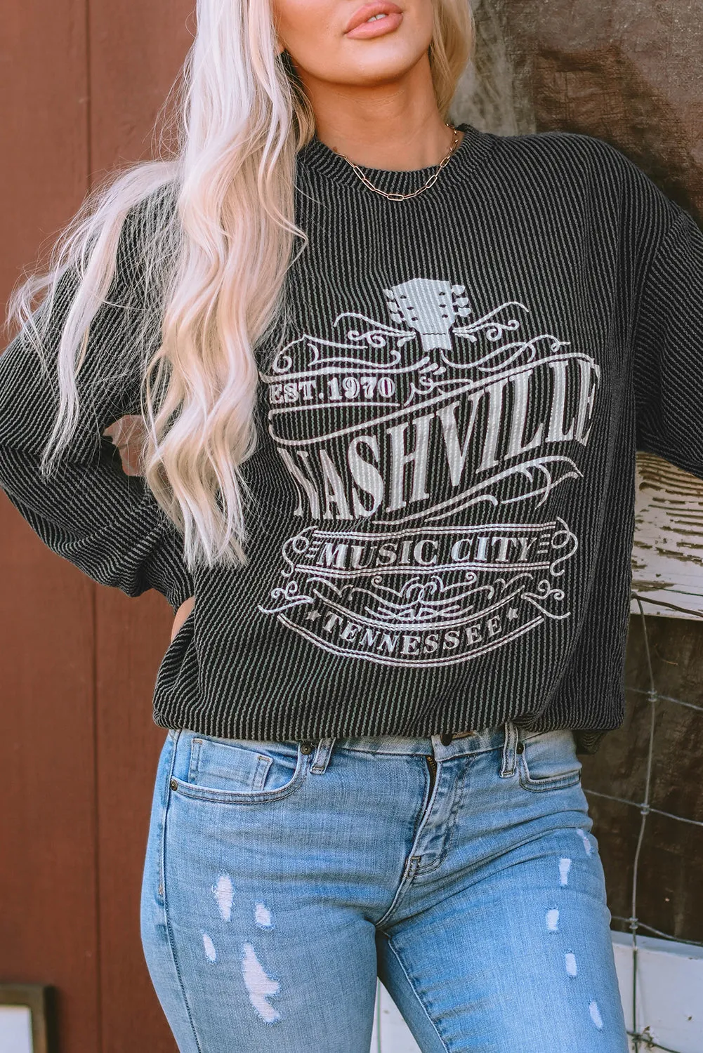Nashville Music City Corded Graphic Sweatshirt