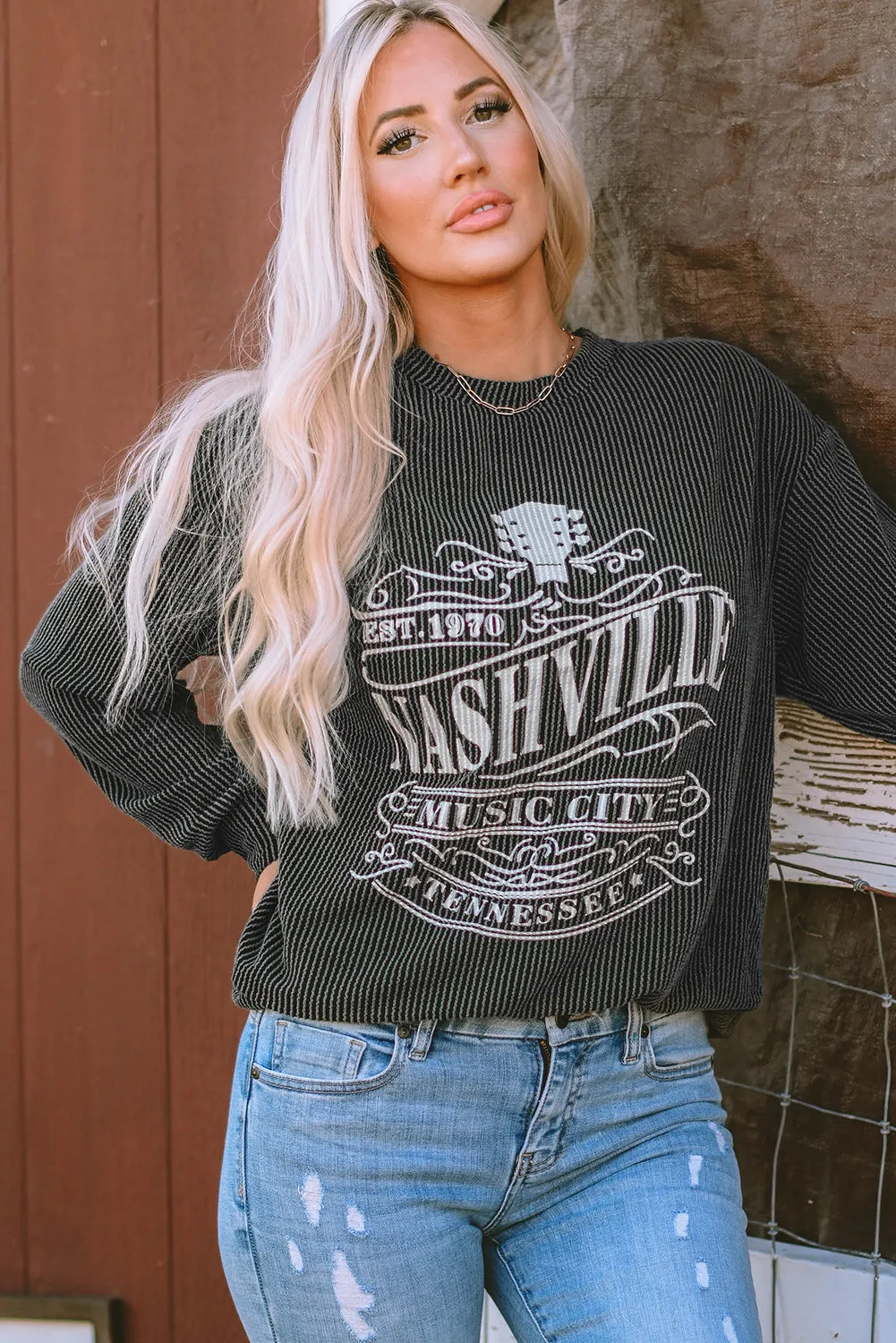 Nashville Music City Corded Graphic Sweatshirt