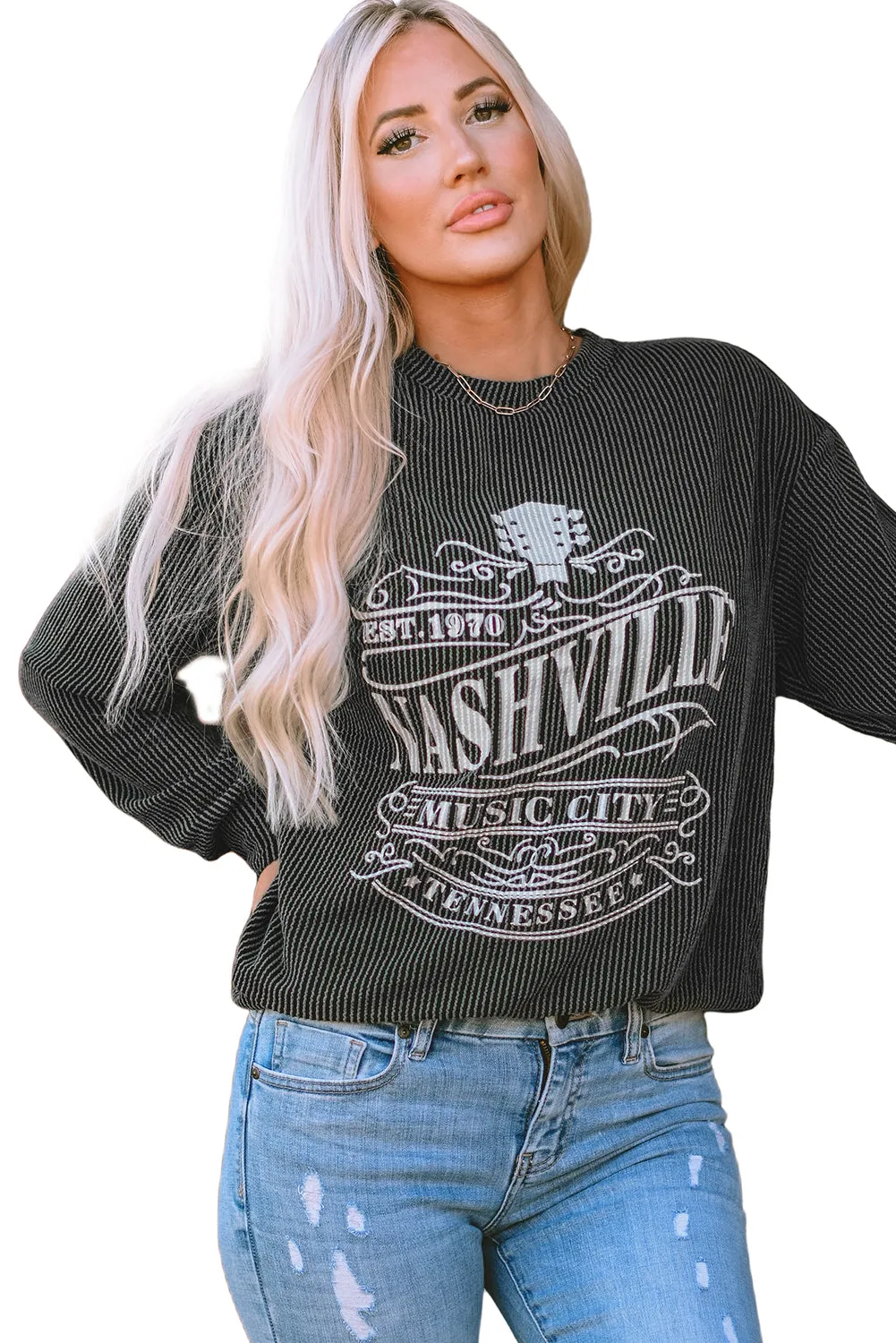Nashville Music City Corded Graphic Sweatshirt
