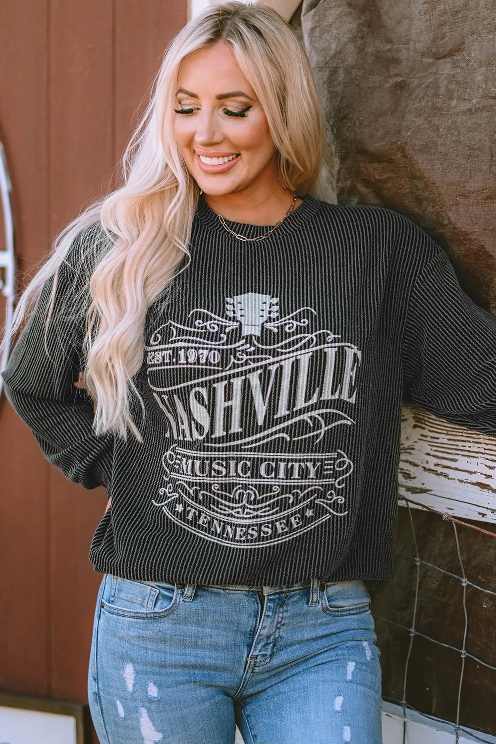 Nashville Music City Corded Graphic Sweatshirt