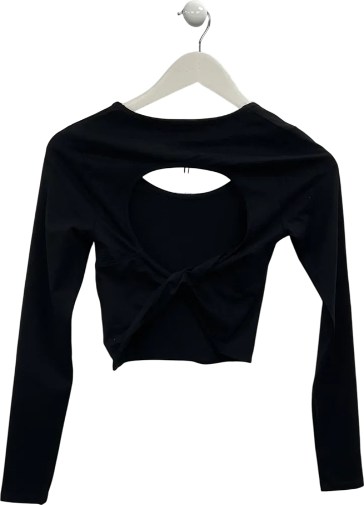 Nasty Gal Black Scoop Neck Twist Back Top UK 8