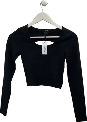 Nasty Gal Black Scoop Neck Twist Back Top UK 8