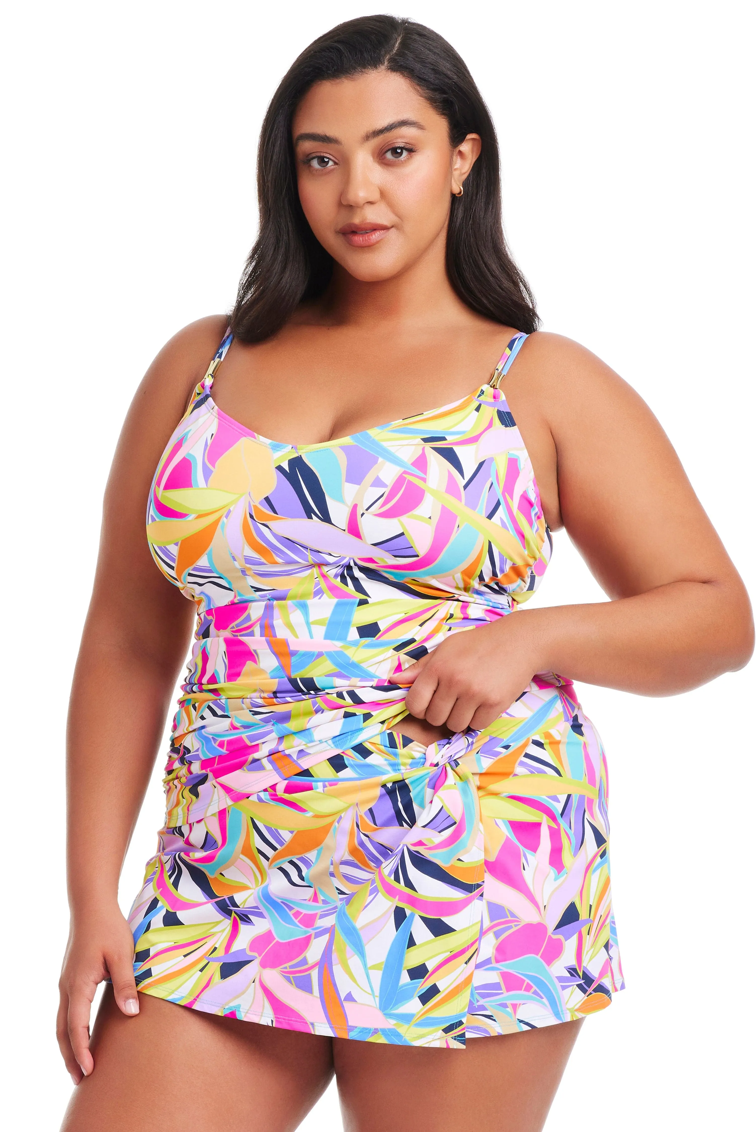 NEW! Plus Size Living Color Scoop Neck Tankini Top