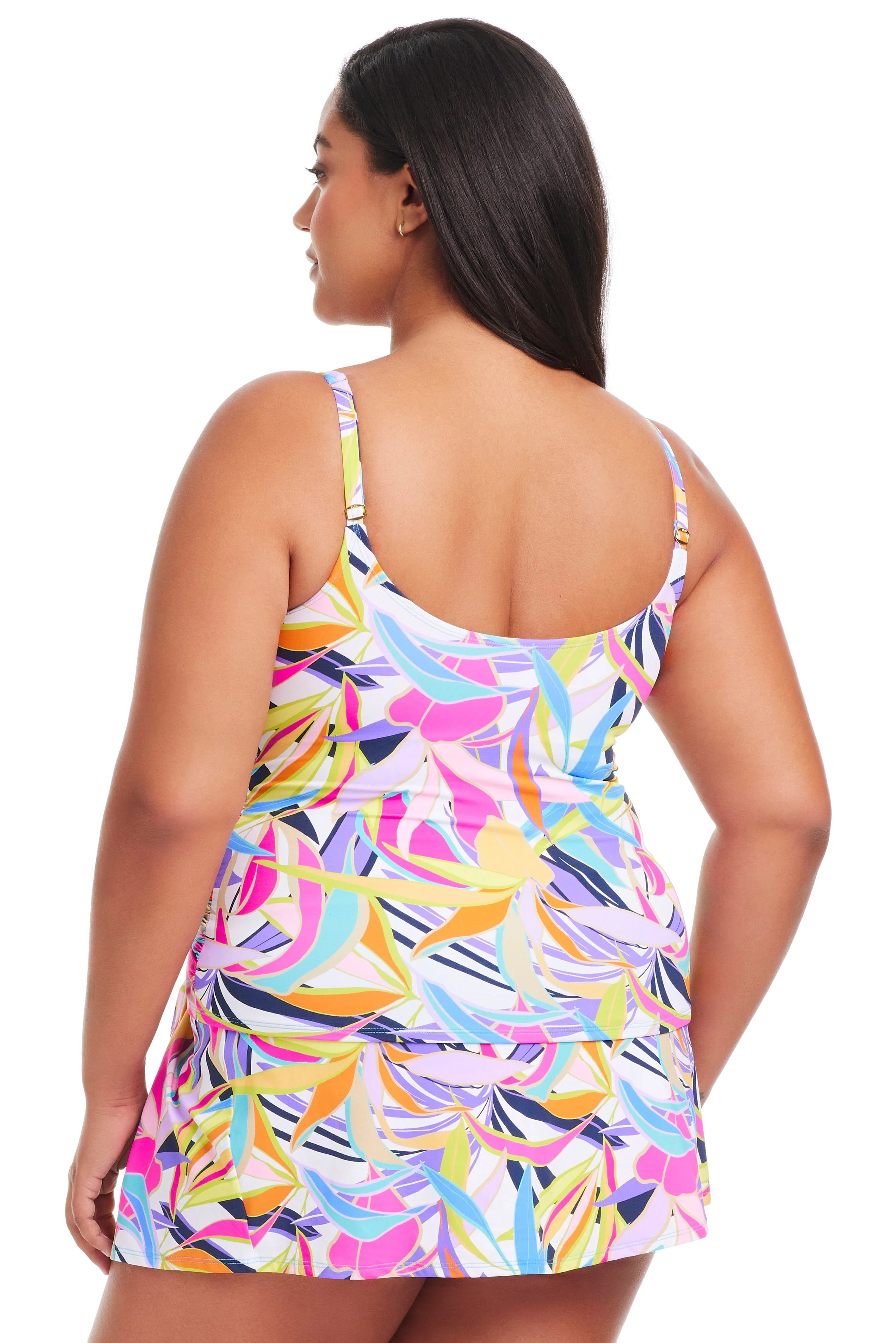 NEW! Plus Size Living Color Scoop Neck Tankini Top