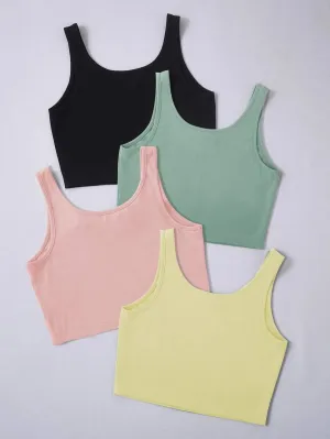 New Shein 4 Pack Solid Tank Tops, Sz XL! Fits True! Great Quality & Fit, stretch material!