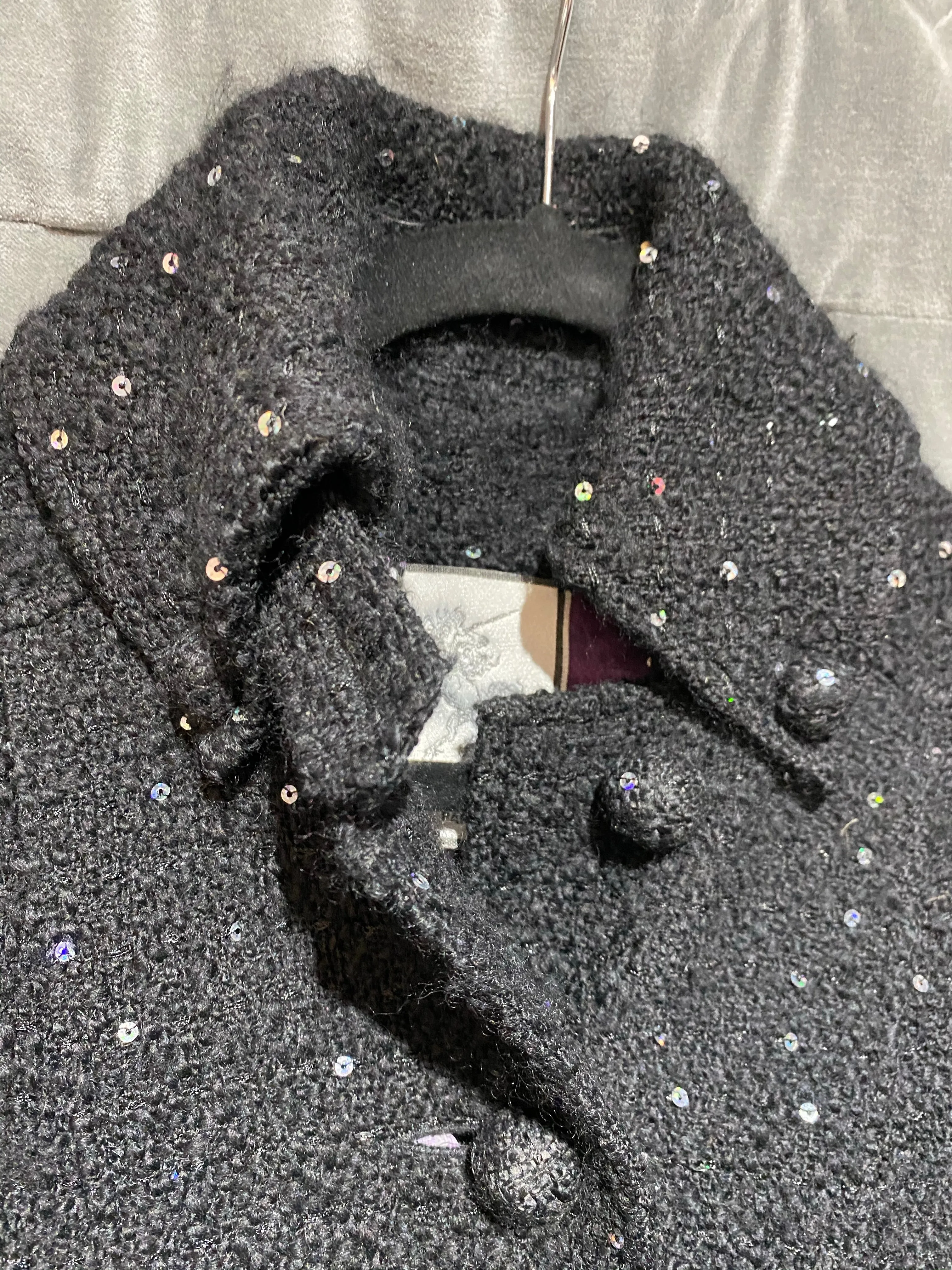 Ni Search Paris Black Coat with Silver/Iridescent Sequins